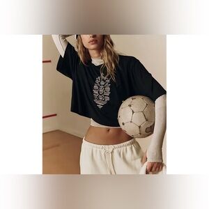 Free People Black Short Sleeve Tee